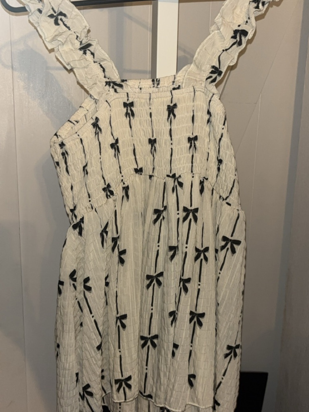 SHEIN White Dress with Black Graphic Print
